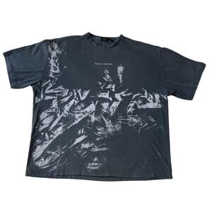 Daily Paper Black Acid Wash Embroidered Streetwear T-Shirt